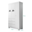Ver imagem 3 de Jogo de Quarto Infantil Ane com Guarda Roupa 3 Portas e Cômoda Branco - Phoenix Baby Branco