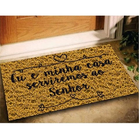 Tapete Capacho Eu e Minha Casa Serviremos Ao Senhor 60x40 Cor: Anzac