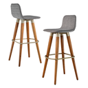 Ver imagem 3 de Kit 2 Banquetas Alta Línea Madeira e Aço Cozinha Ilha Cinza