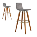 Ver imagem 4 de Kit 2 Banquetas Alta Línea Madeira e Aço Cozinha Ilha Cinza