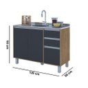 Ver imagem 5 de Balcão Cozinha Gabinete Pia 120 Premium com Tampo Removível:freijó/ Off White