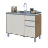 Balcão Cozinha Gabinete Pia 120 Premium com Tampo Removível:freijó/ Off White - 1