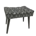 Ver imagem 1 de Puff Capitonê Luxo Jacquard Luxo Preto com Prata Geométrico