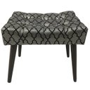 Ver imagem 2 de Puff Capitonê Luxo Jacquard Luxo Preto com Prata Geométrico