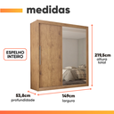 Ver imagem 4 de Guarda Roupa Solteiro com Espelho 2 Portas 3 Gavetas Royale Gelius Mdf