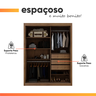 Guarda Roupa Solteiro com Espelho 2 Portas 3 Gavetas Royale Gelius Mdf - 6