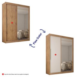 Guarda Roupa Solteiro com Espelho 2 Portas 3 Gavetas Royale Gelius MDF - 4