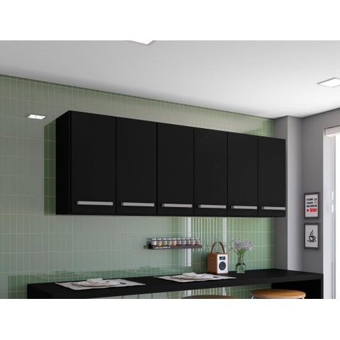 Armario de Cozinha Aereo Maldivas Preto Brienza Movelaria