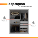 Ver imagem 5 de Guarda Roupa Solteiro com Espelho 2 Portas 3 Gavetas Royale Gelius Mdf