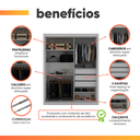 Ver imagem 4 de Guarda Roupa Solteiro com Espelho 2 Portas 3 Gavetas Royale Gelius Mdf