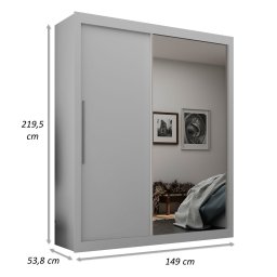 Guarda Roupa Solteiro Grande com Espelho 2 Portas 3 Gavetas Royale Gelius Mdf - 4