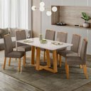 Ver imagem 2 de Conjunto Sala de Jantar Mesa Rubi 160x90 6 Cadeiras Anitta Ype/off White/suede Marrom