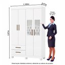 Ver imagem 3 de Guarda-Roupa 4 Portas 2 Gavetas com Espelho e Pés Genova Branco