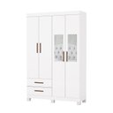 Ver imagem 2 de Guarda-Roupa 4 Portas 2 Gavetas com Espelho e Pés Genova Branco