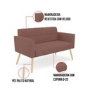 Ver imagem 3 de Kit 1 Sofá Namoradeira e 2 Poltronas Elisa Veludo Rosê Pés Palito Natural - D'Rossi
