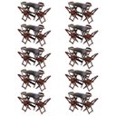 Ver imagem 1 de Kit 10 Conjuntos de Mesa com 4 Cadeiras de Madeira Dobrável 120x70 Imbuia