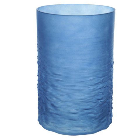 Vaso Decorativo em Vidro Rustico Cor Azul 22x20,5cm