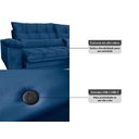 Ver imagem 2 de Sofá Retrátil Reclinável 2,90m com Molas e Espuma D33 Biondi Veludocristal - Netsofas - Azul