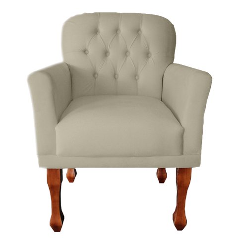 Poltrona Stephany Luxuosa para Recepção e Escritório Advocacia - Suede - Sv Decor:bege