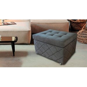 Puff Que Se Transforma em Sofá Cama na Cor Cinza