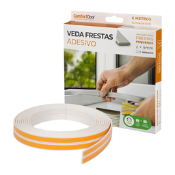Borracha Vedação Branco Veda Fresta Fita Adesiva Rolo 6m Modelo Pequeno 2x9mm Comfort Door - 1