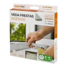 Borracha Vedação Branco Veda Fresta Fita Adesiva Rolo 6m Modelo Pequeno 2x9mm Comfort Door - 7