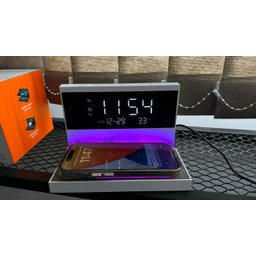Carregador Indução + Relógio Despertador com Mostrador de Te - 5