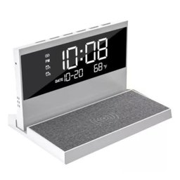 Carregador Indução + Relógio Despertador com Mostrador de Te - 1