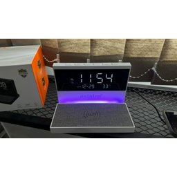 Carregador Indução + Relógio Despertador com Mostrador de Te - 4