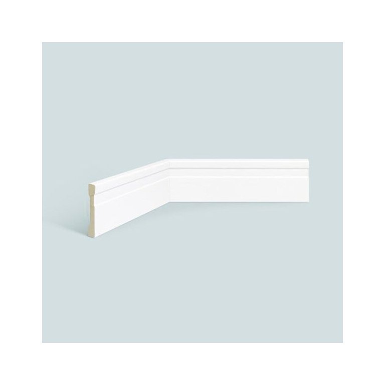 Rodapé de Poliestireno Espaçofloor Frisado Slim Branco 7cm X 10mm X 2,20m