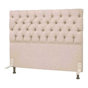 Cabeceira King Size 1,98 M Cama Box Casal Estofada Almofadada Lisboa:corino Bege Claro