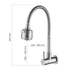 Torneira de Cozinha Gourmet Flexível Giratória Parede Longa Doan Nox05 - 3