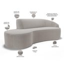Ver imagem 6 de Sofá 3 Lugares Curvo Living Firenze Direito D02 Bouclê Bege 180cm B-62 - Lyam