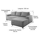 Ver imagem 7 de Sofá 3 Lugares 2,30 M Linho Cinza A230 Chaise Lisboa