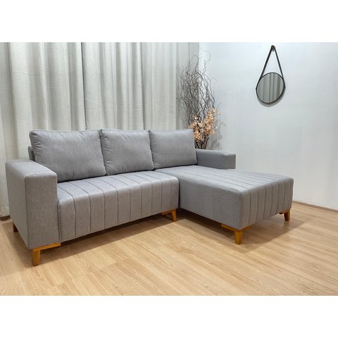 Sofá 3 Lugares 2,30 M Linho Cinza A230 Chaise Lisboa