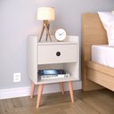 Ver imagem 2 de Conjunto Kit Quarto 2 Mesa de Cabeceira Retrô Decore Mesinha Lateral Cama Nicho - Preto -Lojas RPM