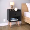 Mesa de Cabeceira Compacta Retrô Decore Mesinha Canto Quarto Gaveta Nicho - Preto - Rpm Móveis - 1