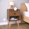 Mesa de Cabeceira Quarto Pequena Retrô Decore Mesinha Lado Cama Gaveta e Nicho - Freijo - RPM Móveis - 1