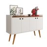 Aparador Buffet Dallas Pés Retrô 4 Portas Decoração Sala Jantar Cantinho Café - Off White/freijó - 1