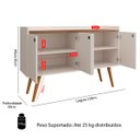 Ver imagem 6 de Aparador Buffet Dallas Pés Retrô 4 Portas Decoração Sala Jantar Cantinho Café - Off White/freijó