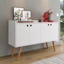 Ver imagem 3 de Aparador Buffet Dallas Pés Palito Retrô 4 Portas Decoração Sala Jantar Cantinho Café - Branco