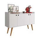 Ver imagem 1 de Aparador Buffet Dallas Pés Palito Retrô 4 Portas Decoração Sala Jantar Cantinho Café - Branco