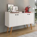 Ver imagem 3 de Aparador Buffet Dallas Pés Palito Retrô 4 Portas Decoração Sala Jantar Cantinho Café - Off White