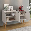 Ver imagem 2 de Aparador Buffet Dallas Pés Palito Retrô 4 Portas Decoração Sala Jantar Cantinho Café - Off White