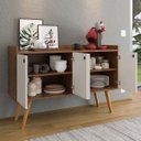 Ver imagem 2 de Aparador Buffet Dallas Pés Retrô 4 Portas Decoração Sala Jantar Cantinho Café - Freijó/Off White