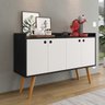 Aparador Buffet Dallas Pés Retrô 4 Portas Decoração Sala Jantar Cantinho Café - Preto|off White - 3