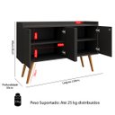 Ver imagem 6 de Aparador Buffet Dallas Pés Palito Retrô 4 Portas Decoração Sala Jantar Cantinho Café - Preto - Rpm