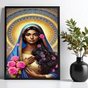 Ver imagem 1 de Quadro Santa Sara Kali - Flores Rosas 45x34cm:moldura Preta