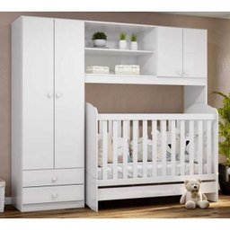 Guarda-Roupa Infantil Passarela com Berço Bala de Menta Branco Henn - 1