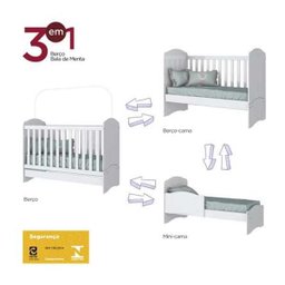 Guarda-Roupa Infantil Passarela com Berço Bala de Menta Branco Henn - 4